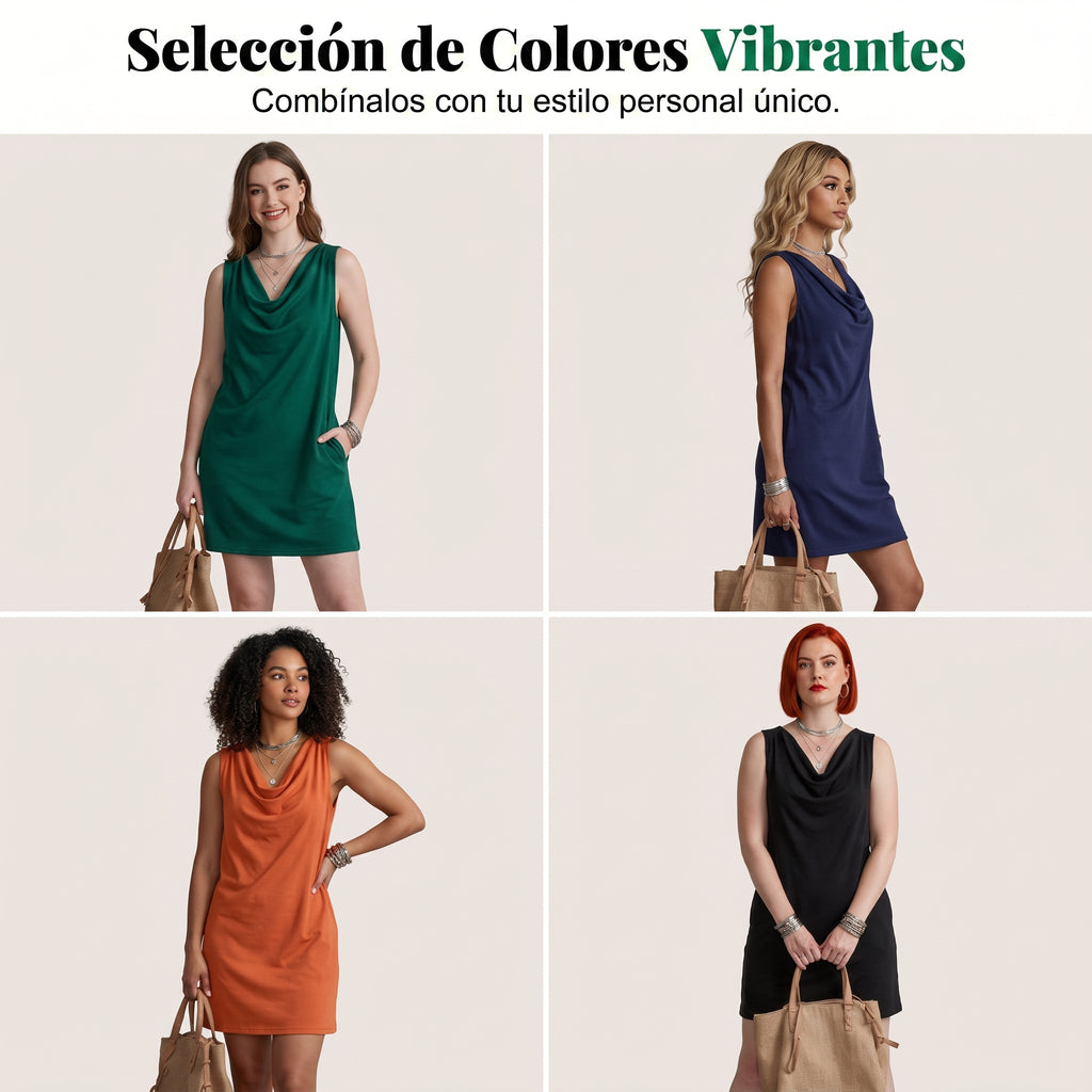 RIVEA STUDIOS | Vestido Entallado Cuello Barco,Sin Mangas