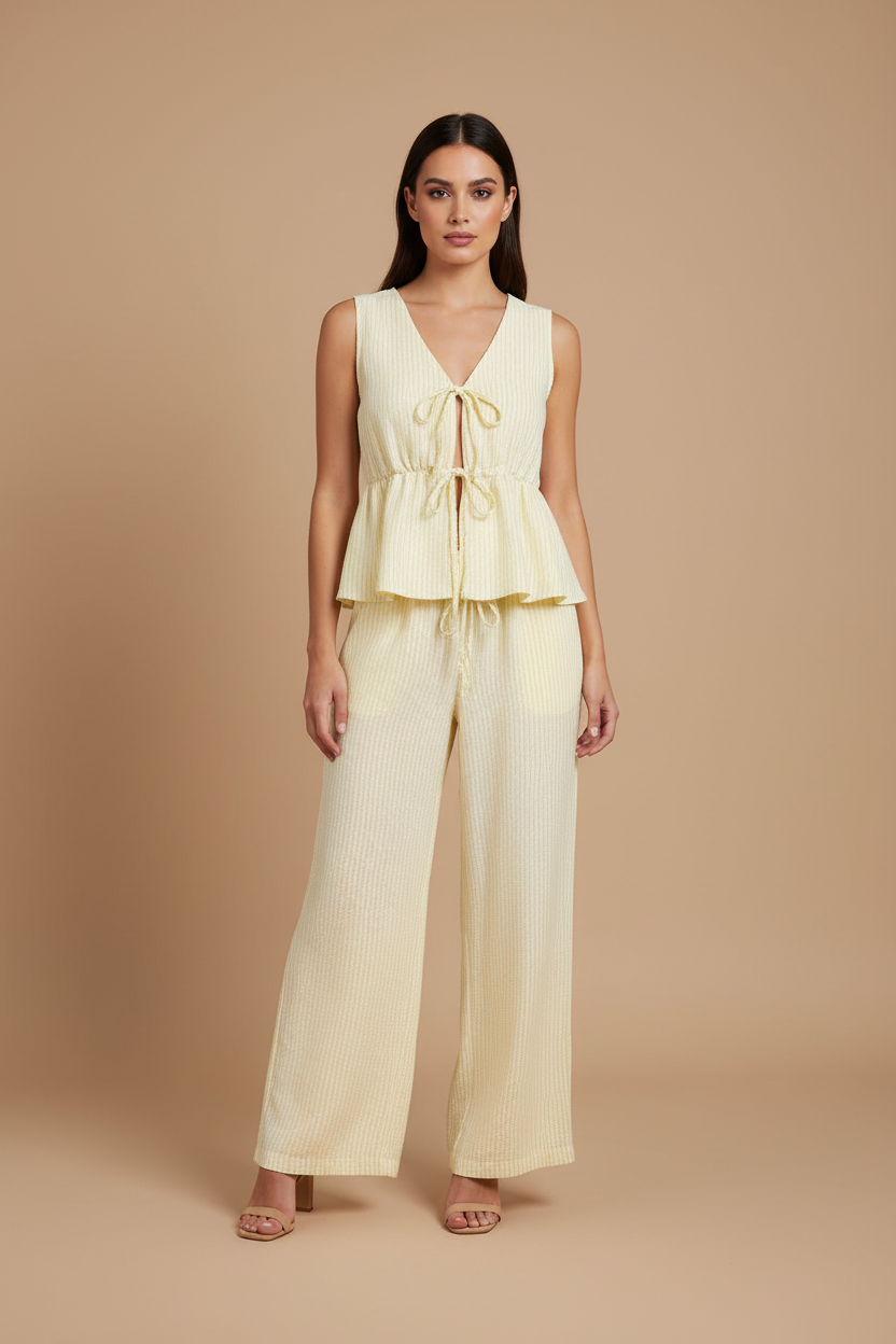 Conjunto Pantalón Palazzo Rayas, Espalda al Descubierto
