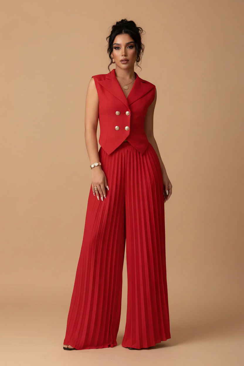Catalina | Conjunto Top y Pantalón Plisado