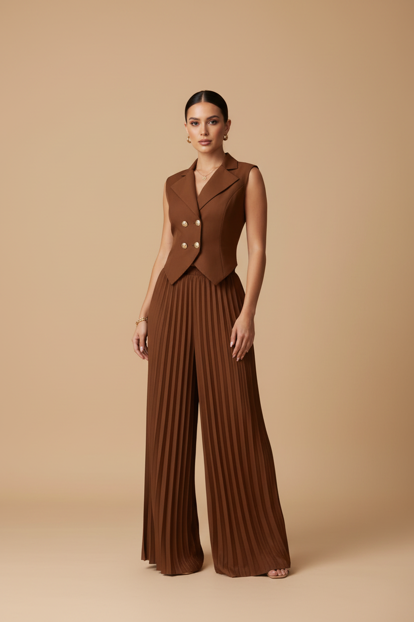 Catalina | Conjunto Top y Pantalón Plisado