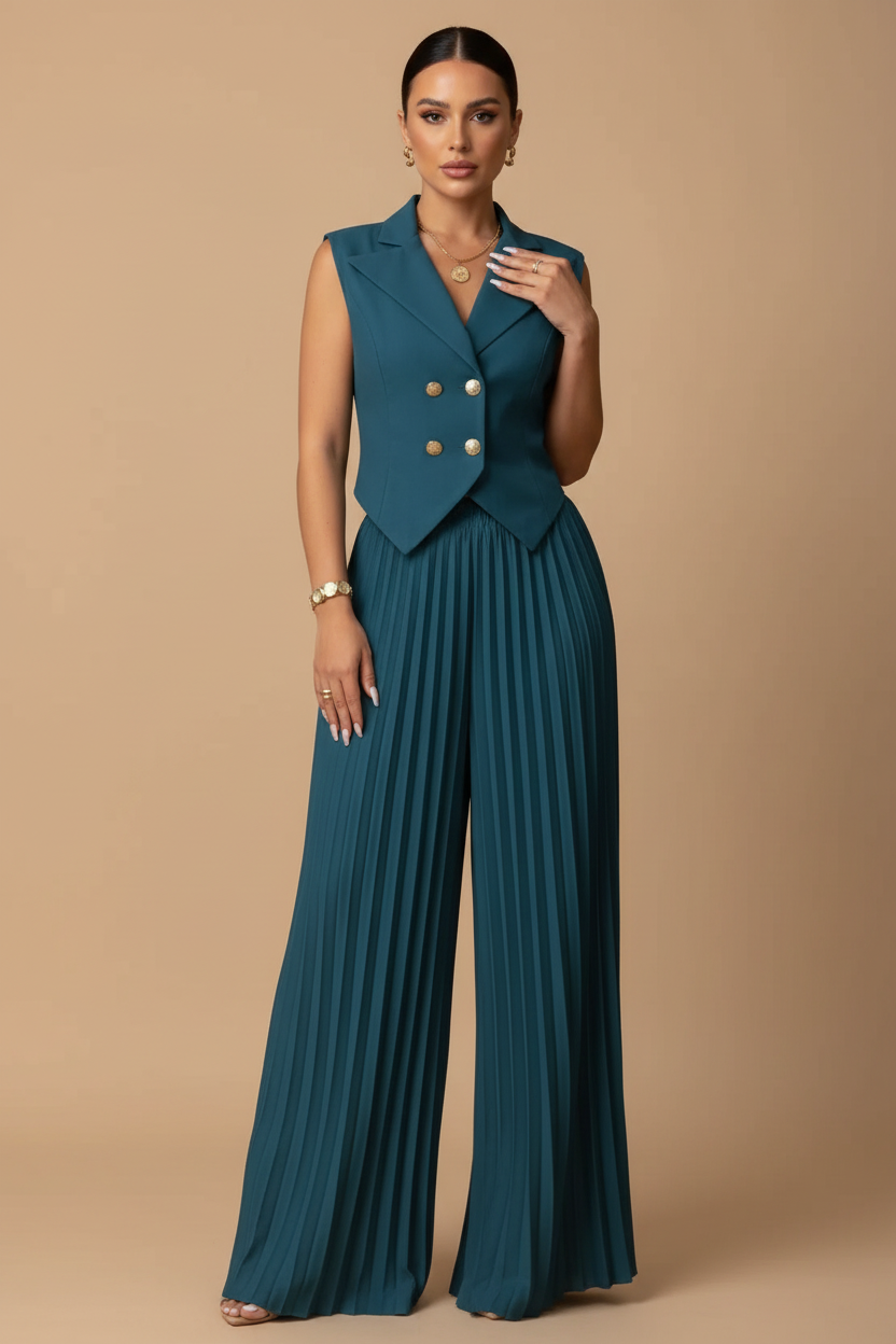 Catalina | Conjunto Top y Pantalón Plisado
