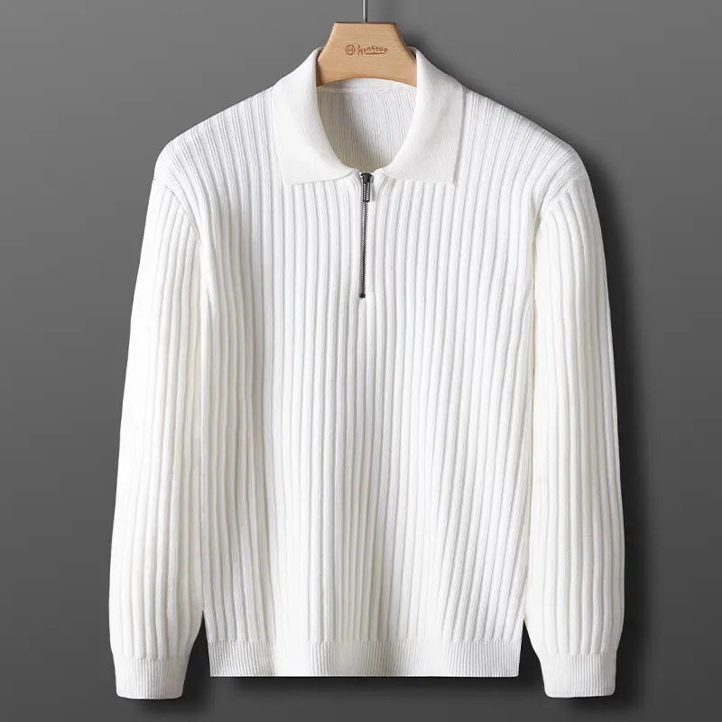 Elegante jersey con cremallera y diseño a rayas