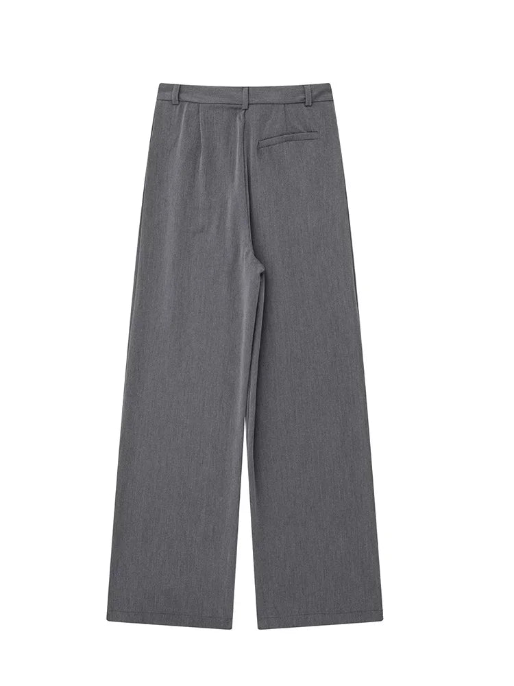 Pantalones rectos de mujer Willshela, de moda, con cremallera frontal lisa, estilo vintage, de cintura alta y largo completo, pantalones elegantes para mujer