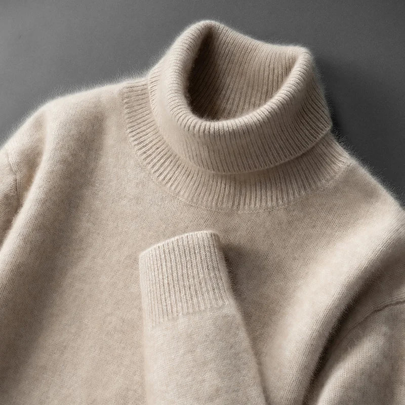 Elegante jersey de cuello alto de cachemira
