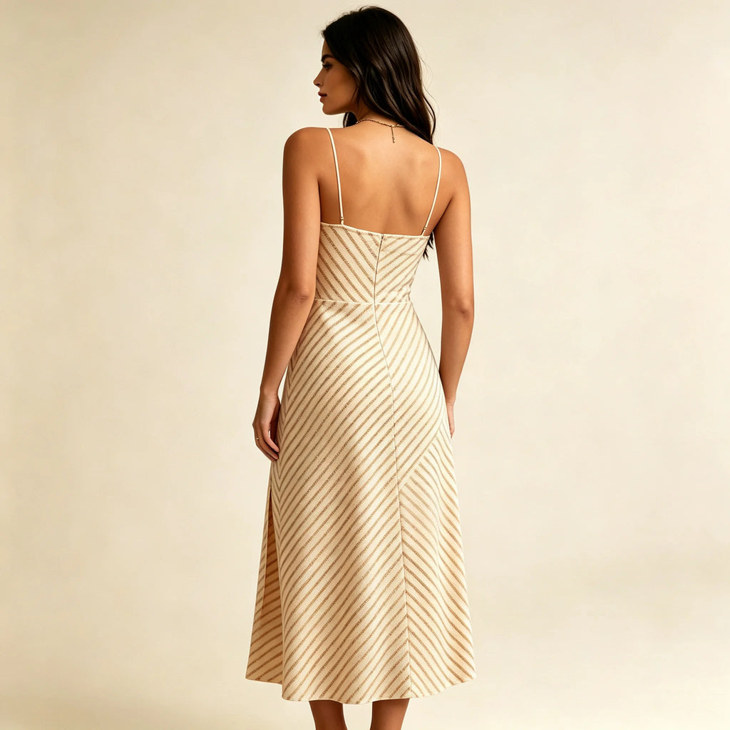 Ana | Vestido Midi Rayas Escote Corazón