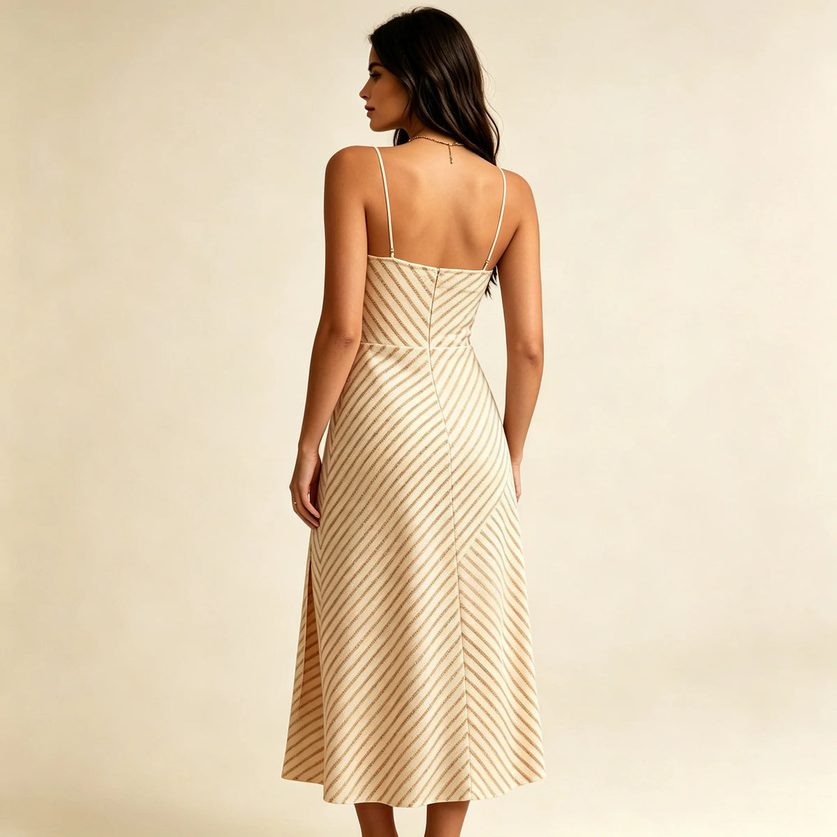 Ana | Vestido Midi Rayas Escote Corazón