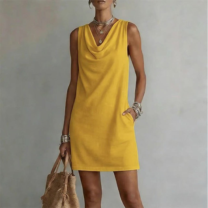 RIVEA STUDIOS | Vestido Entallado Cuello Barco,Sin Mangas