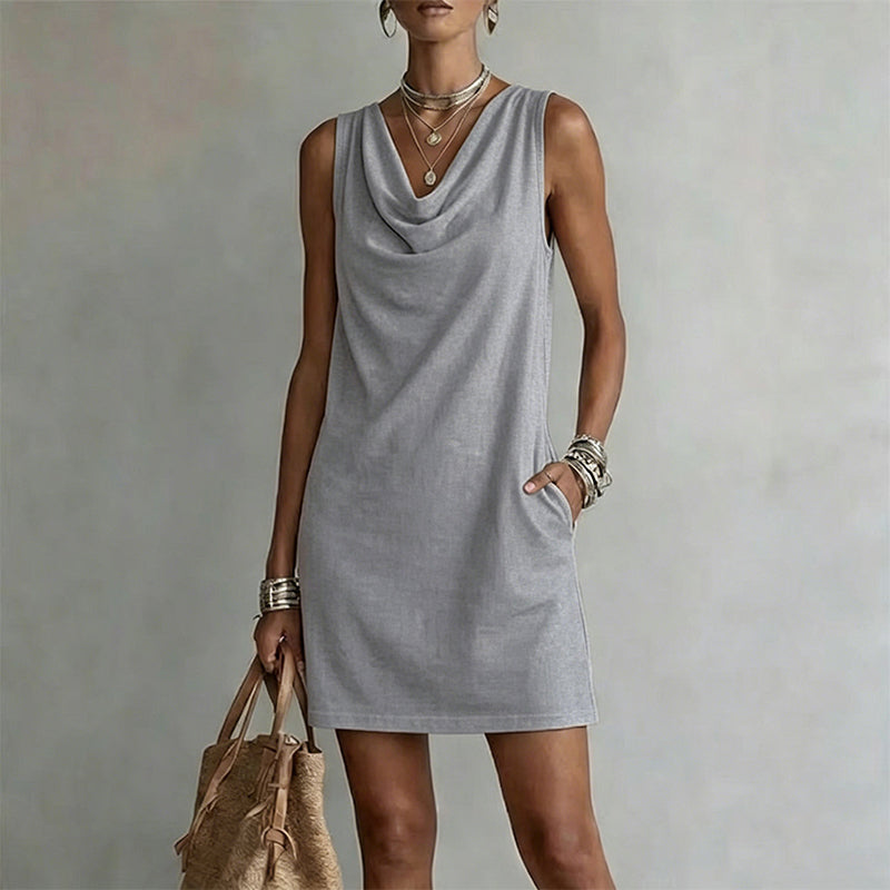 RIVEA STUDIOS | Vestido Entallado Cuello Barco,Sin Mangas