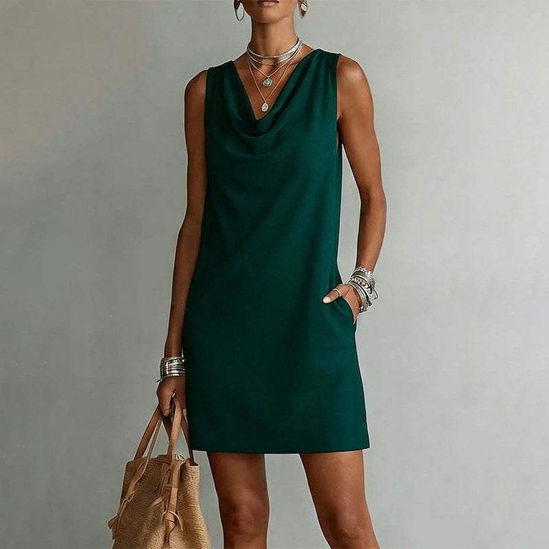 RIVEA STUDIOS | Vestido Entallado Cuello Barco,Sin Mangas