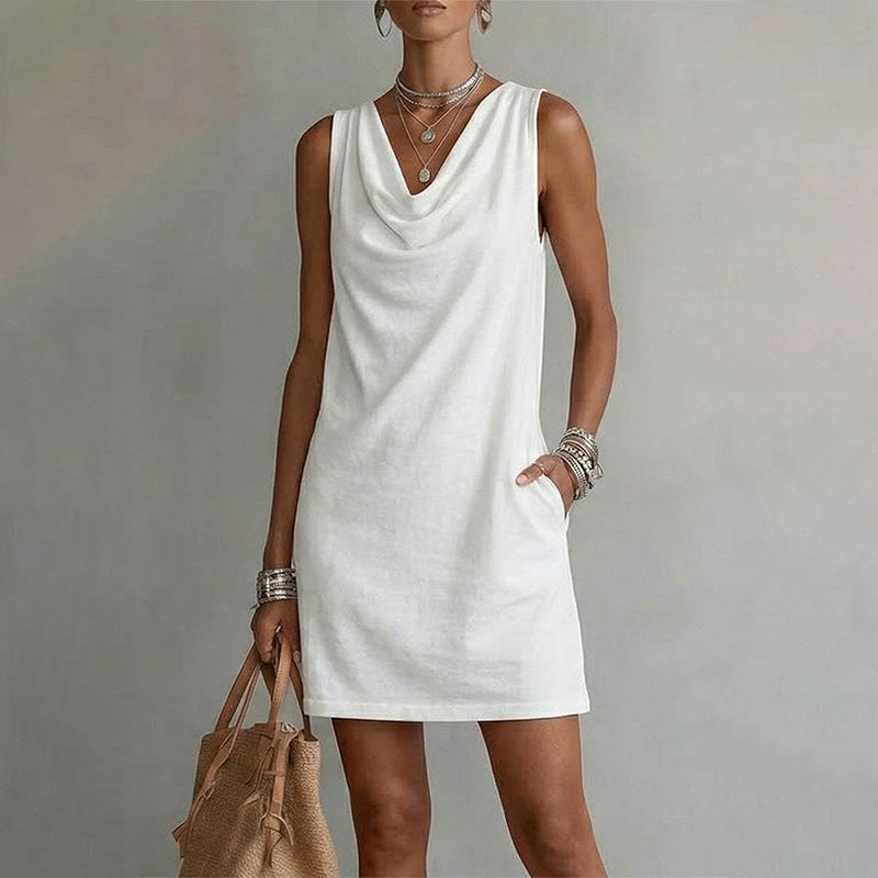 RIVEA STUDIOS | Vestido Entallado Cuello Barco,Sin Mangas
