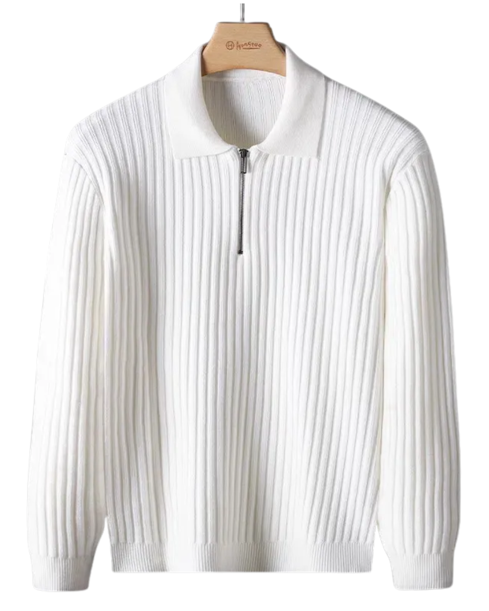 Elegante jersey con cremallera y diseño a rayas
